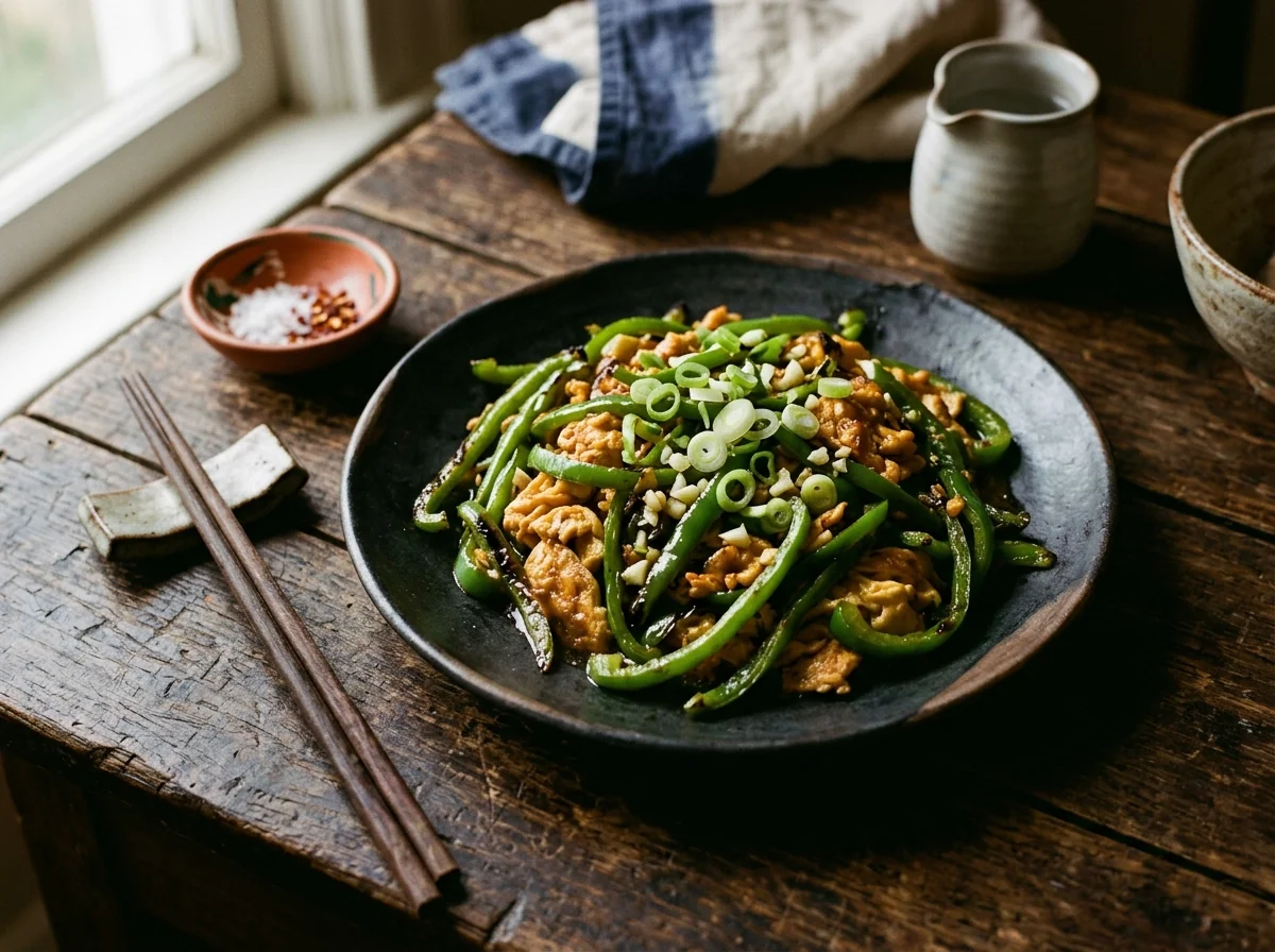 Grüne Paprika mit Rührei Hero